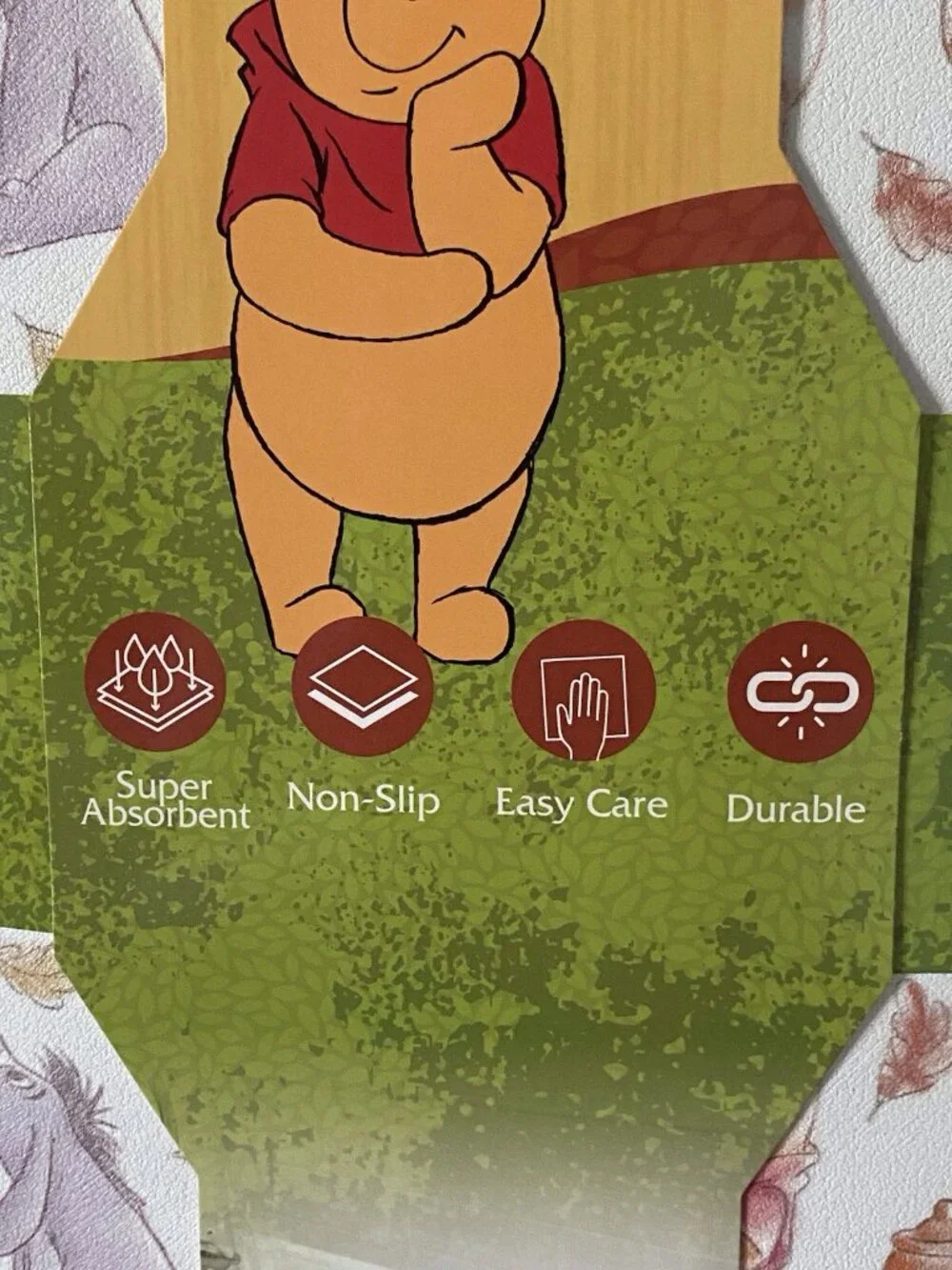 Disney Winnie The Pooh QUICK DRYING RUBBER Kitchen Dish Mat 18 X 24” Autumn Fall
